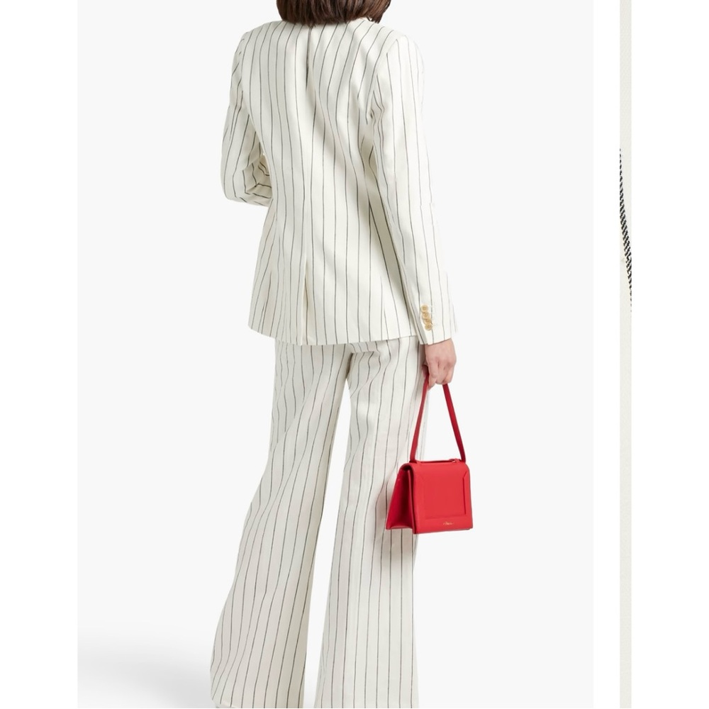 Derek Lam 10 Crosby Walter Double Breasted Pinstriped Cotton Linen Blend Blazer - Picture 3 of 4